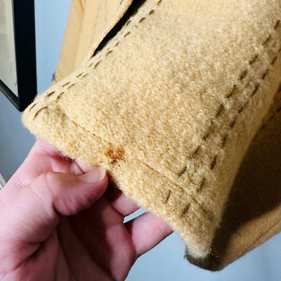 Icelandic Design Mustard Yellow Floral Wool Embroidered Shacket Jacket Size L - Picture 10 of 16